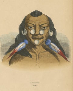 Antiker Kostümdruck eines brasilianischen Kriegers von Wahlen, 1843