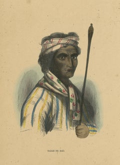 Antique Costume Print of a Dao Rajah by Wahlen, 1843