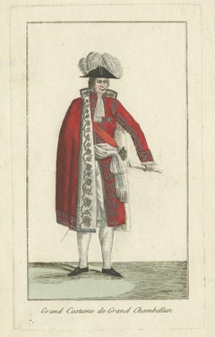 Antique Costume Print of a French Chamberlain, circa 1810