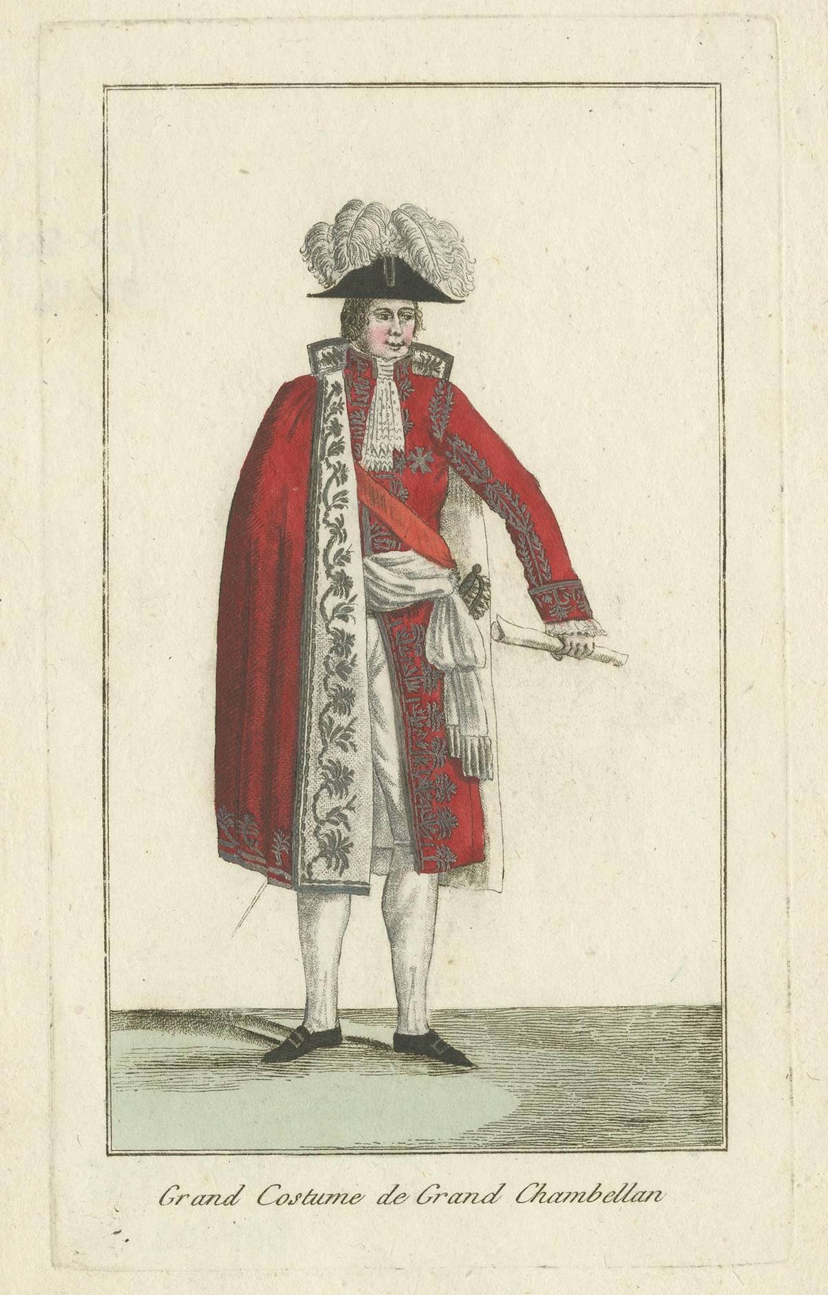 Antique Costume Print of a French Chamberlain, circa 1810