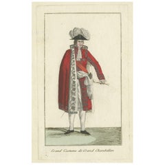 Stampa antica in costume di un ciambellano francese, 1810 circa