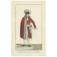 Antique Costume Print of a French Chamberlain, circa 1810