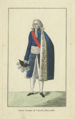 Antique Costume Print of a French Chancellor, circa 1810