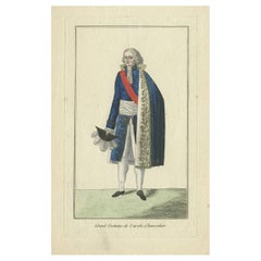 Antiker Kostümdruck eines französischen Kanzlers, um 1810