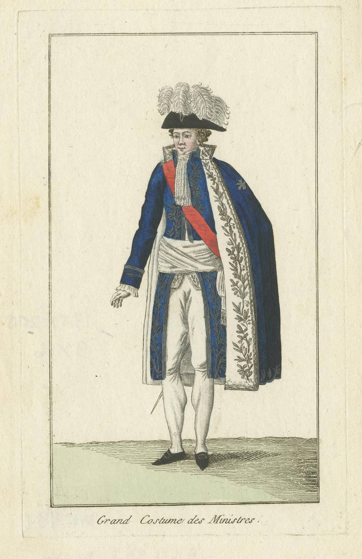 Antique Costume Print of a French minister, circa 1810