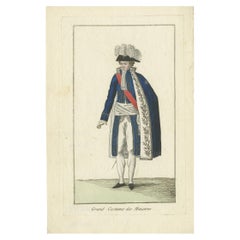 Antique Costume Print of a French minister, circa 1810