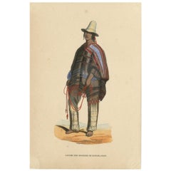 Antique Costume Print of a Gaucho from the Region of Buenos Aires by Wahlen