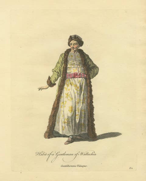 Antique Costume Print of a Gentleman of Wallachia, Engraving Jefferys, 1749