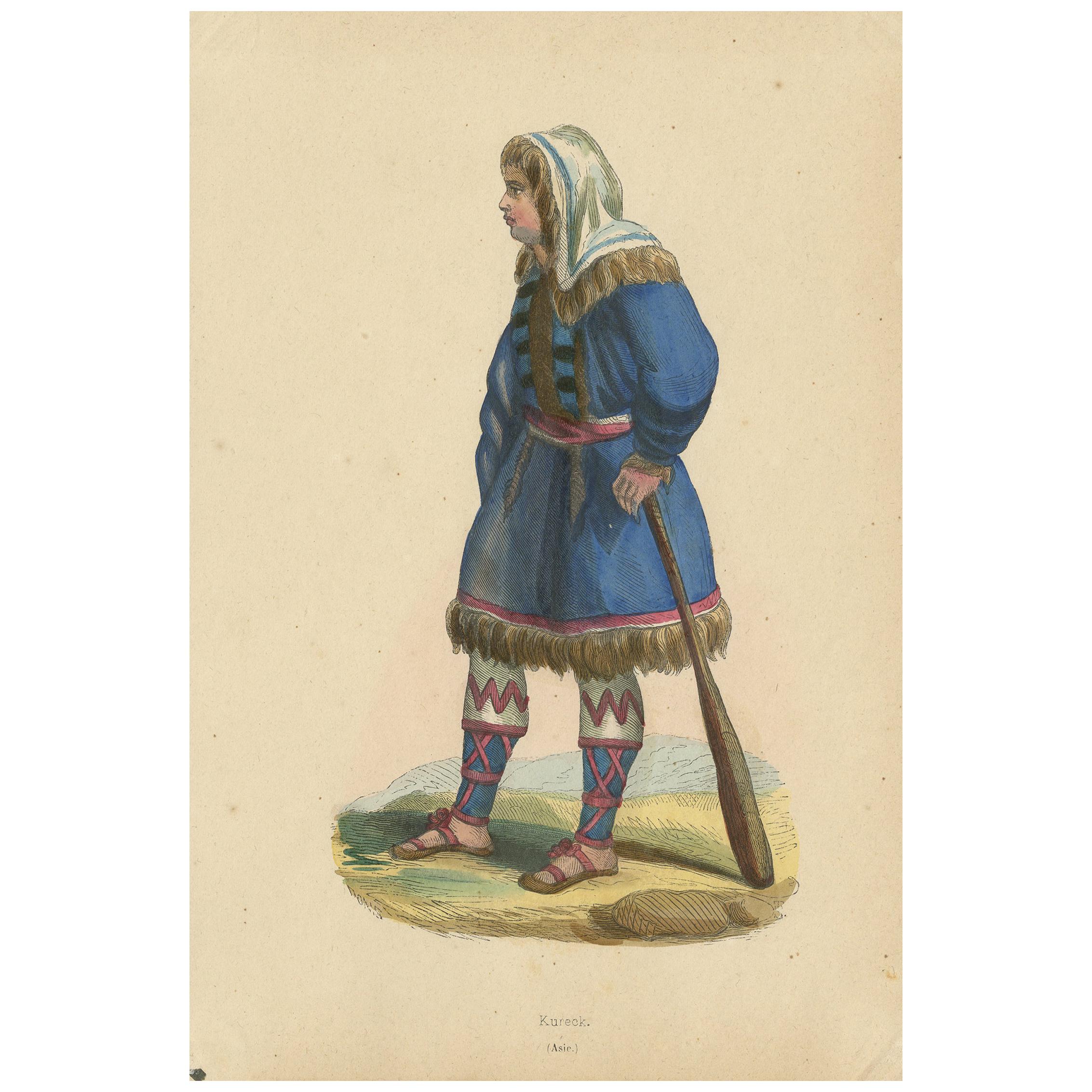 Antique Costume Print of a Kureck Woman by Wahlen, 1843 For Sale