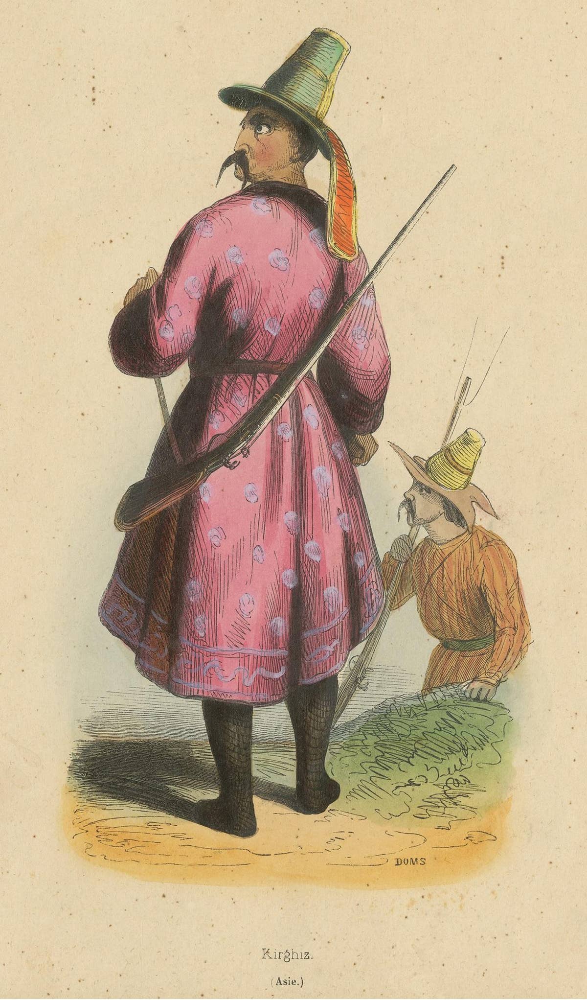 Antique Costume Print of a Kyrgyz Man by Wahlen, 1843