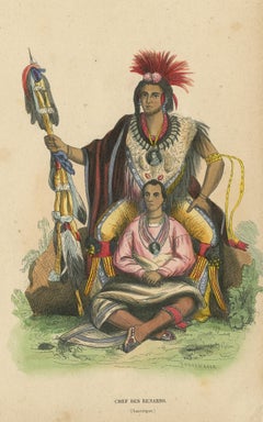 Antique Costume Print of a Meskwaki Chief by Wahlen, 1843