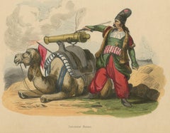 Stampa antica in costume di un artigliere persiano di Wahlen, 1843