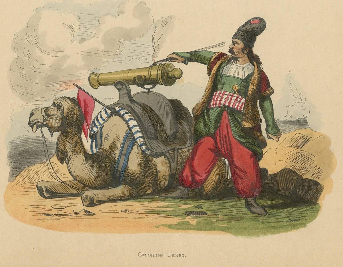 Antique Costume Print of a Persian Gunner by Wahlen, 1843