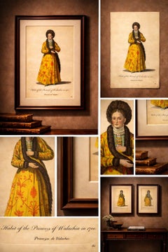 Antique Costume Print of a Princess of Wallachia, Engraving Jefferys, 1749