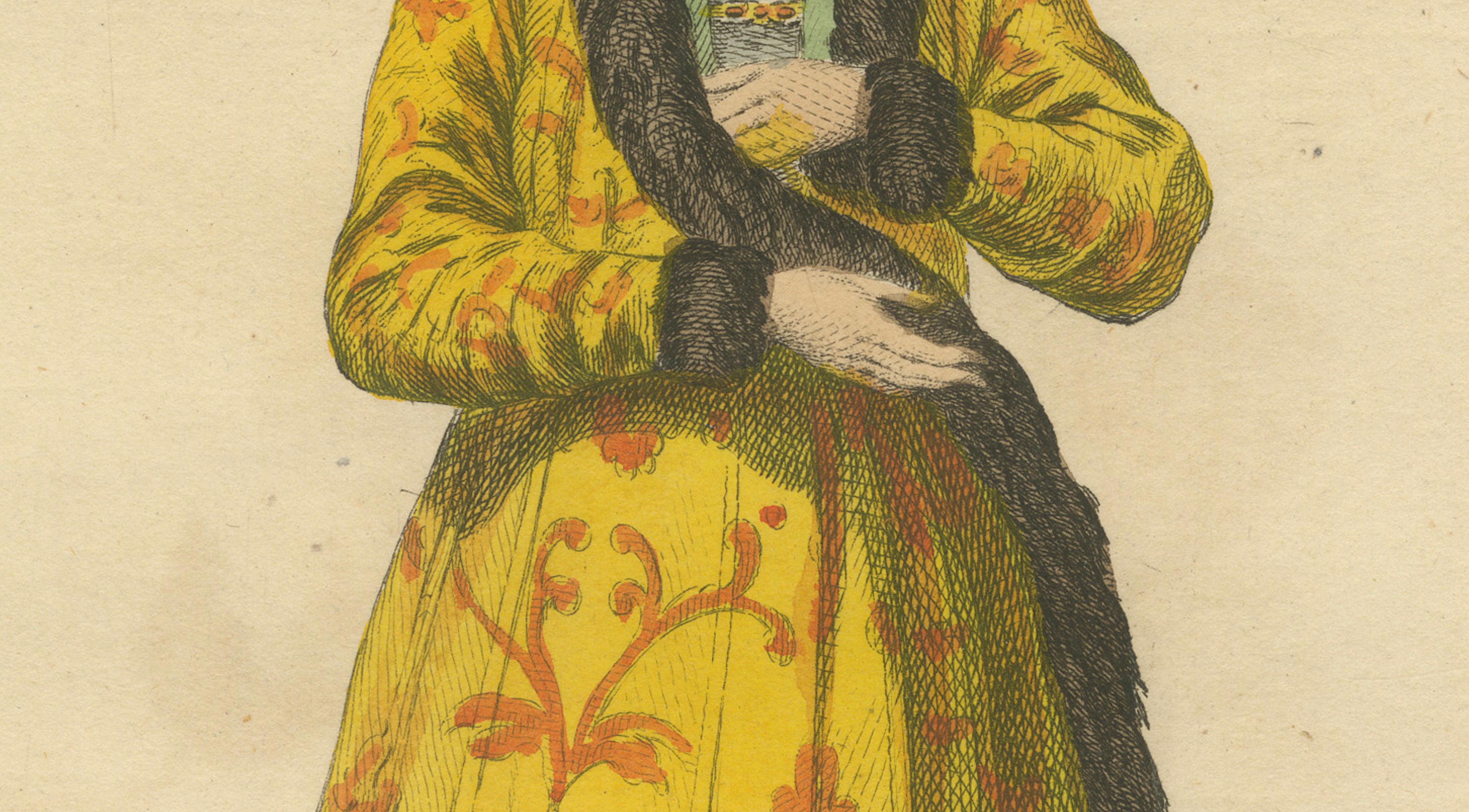 Antique Costume Print of a Princess of Wallachia, Engraving Jefferys, 1749