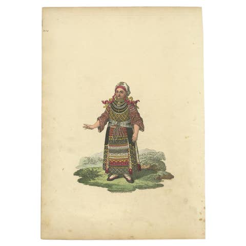 Antique Costume Print of a Woman from Finland, 1811