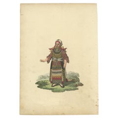 Antiker antiker Kostümdruck einer Frau aus Finnland, 1811