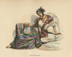 Stampa antica in costume di un giovane mulatta di Wahlen, 1843