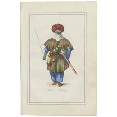 Antiker Kostümdruck eines afrikanischen Prinzen in Zeremonienkleidung, 1854