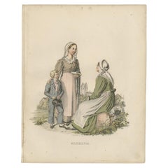 Antique Costume Print of Allerum in Sweden, c.1864