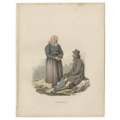 Antique Costume Print of Älvdale, Dalarna, Sweden, c.1864