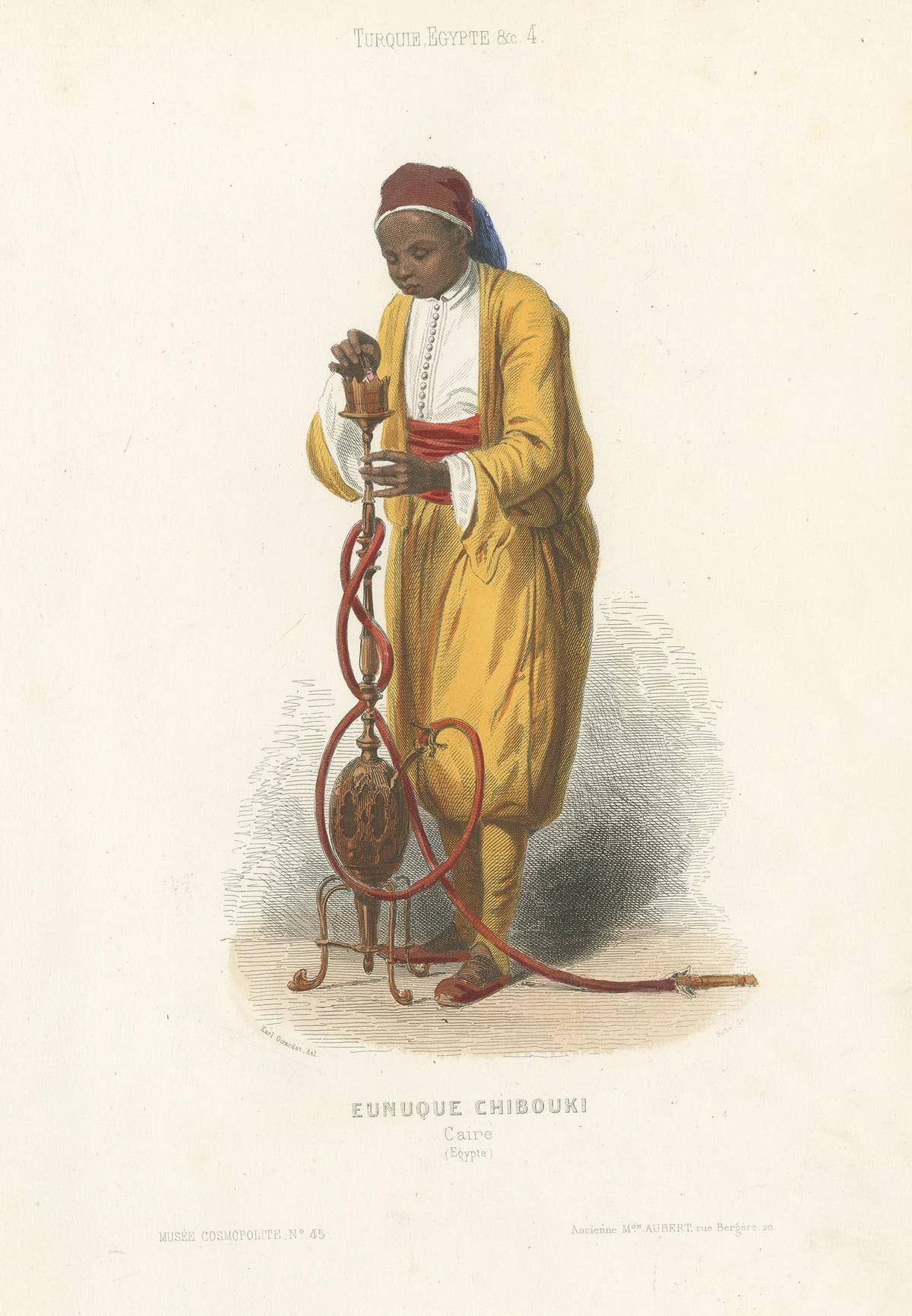 Antique Costume Print of an Eunuch from Cairo, 1850