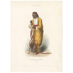 Stampa antica in costume di un eunuco del Cairo, 1850