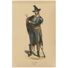 Antique Costume Print of an Inhabitant of Jerez by Wahlen, 1843