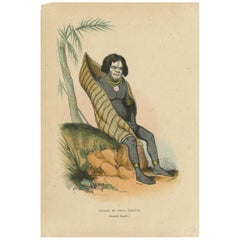 Antique Costume Print of an Inhabitant of New Ireland by Wahlen, 1843