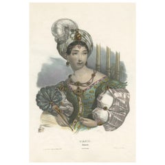 Stampa antica in costume dell'Asia di Lemercier, 1840 circa