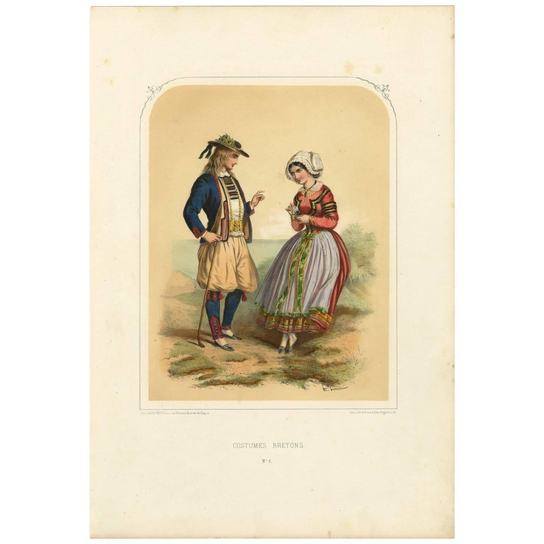 Antique Costume Print of Bretagne 'France' by A. Lacouchie, circa 1850 ...