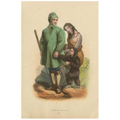 Antique Costume Print of Chuckchi People by Wahlen, 1843