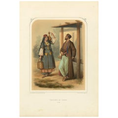Antique Costume Print of Crimean Tatars 'Turkey' by A. Lacouchie, circa 1850