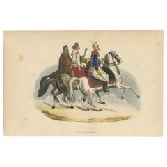 Grabado antiguo de jinetes egipcios por Wahlen, 1843
