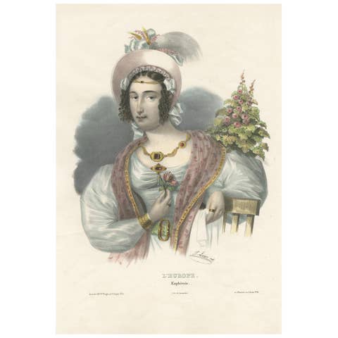 Antique Costume Print of Europe by Lemercier, circa 1840