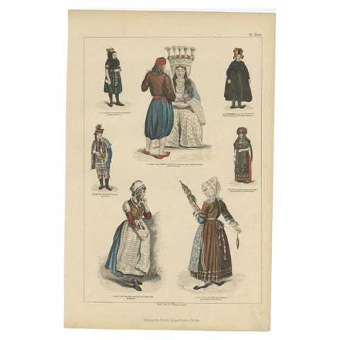 Antique Costume Print of Greece, France, Holland and Others