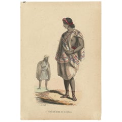 Antique Costume Print of Inhabitants of Guatemala by Wahlen, 1843
