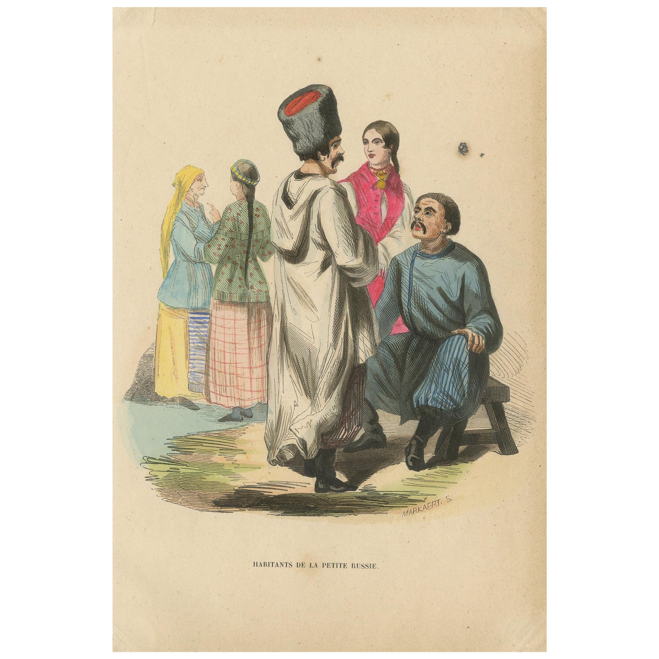 Antique Costume Print of Inhabitants of Little Russia by Wahlen, 1843 For Sale