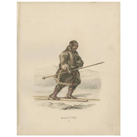 Antique Costume Print of Kaitum, Lapland, Sweden by Sandberg, circa 1864