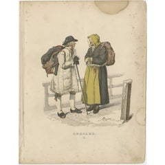 Stampa antica in costume di Leksand in Svezia, 1864 ca.