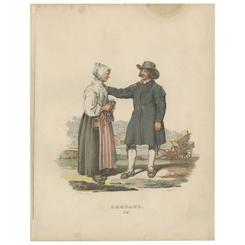 Antique Costume Print of Leksand in Sweden, circa 1864