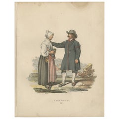 Antique Costume Print of Leksand in Sweden, circa 1864