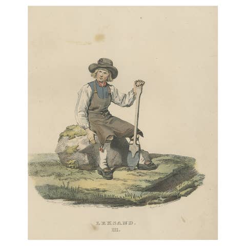 Antique Costume Print of Leksand in Sweden, circa 1864