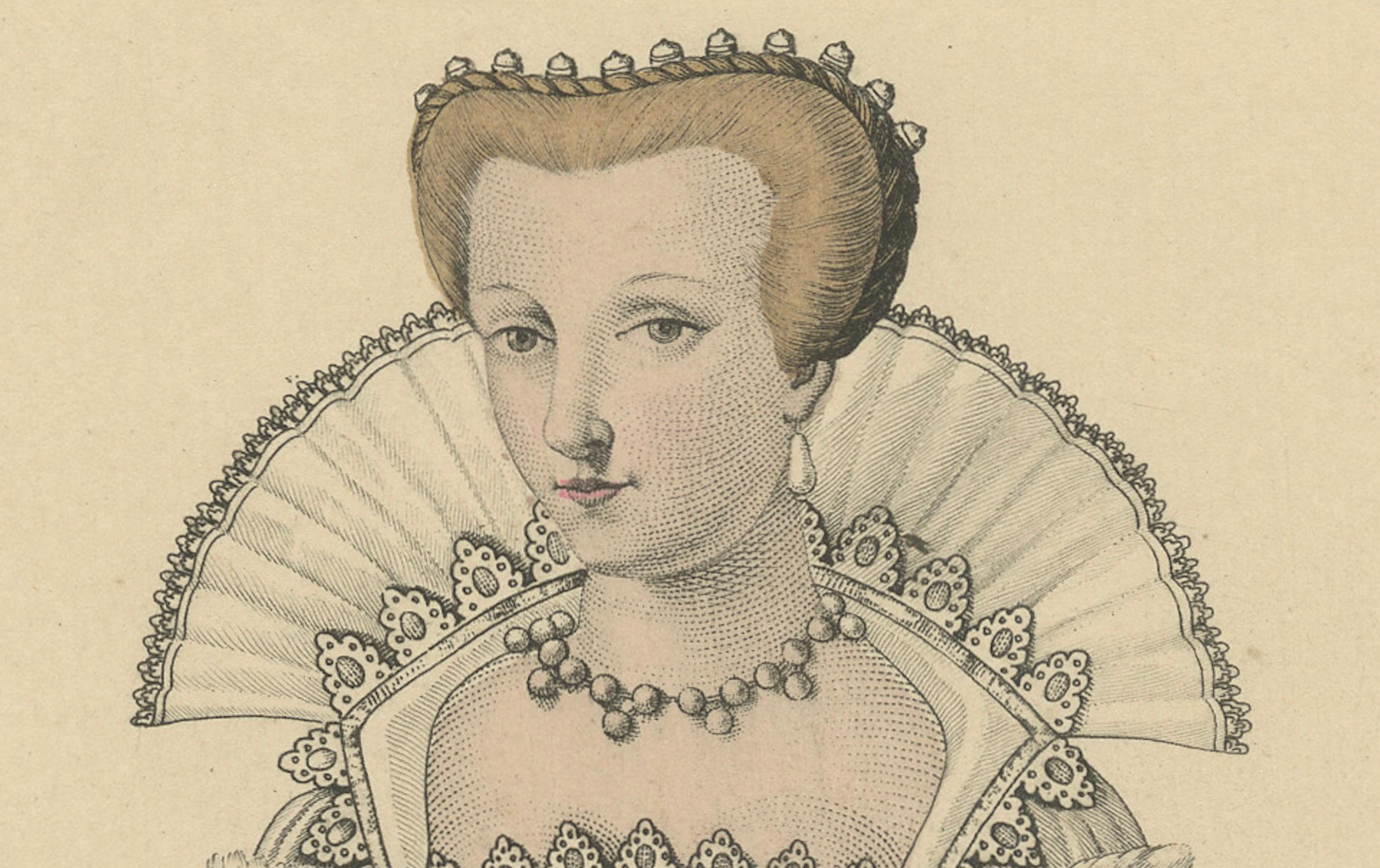 Antique Costume Print of Louise de Lorraine, Queen of France, 1900