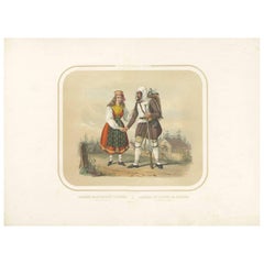 Antique Costume Print of People from Vologda (c.1860)