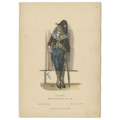 Stampa antica in costume della Francia post-rivoluzionaria, 1880 ca.