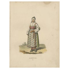 Antique Costume Print of Rättvik in Sweden by Sandberg, circa 1864