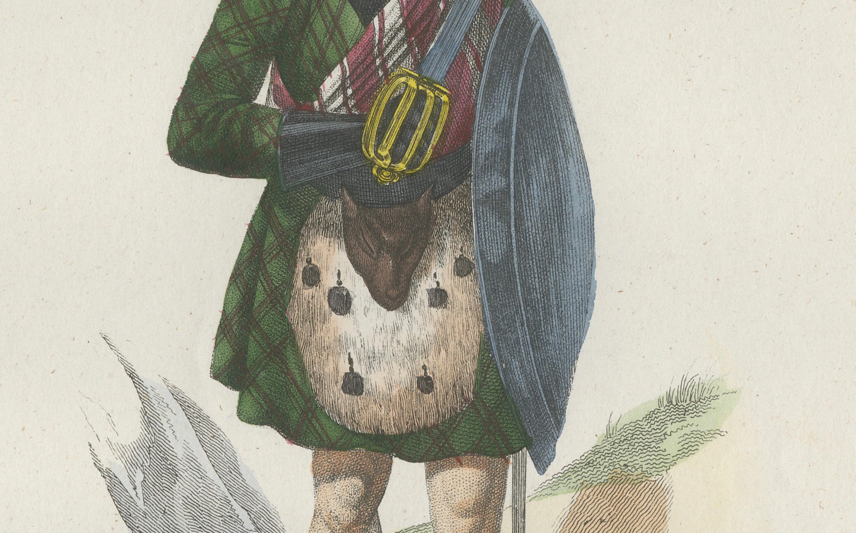 Antique Costume Print of Scottish Clan Chief in Highland Dress, 1854 For Sale 1