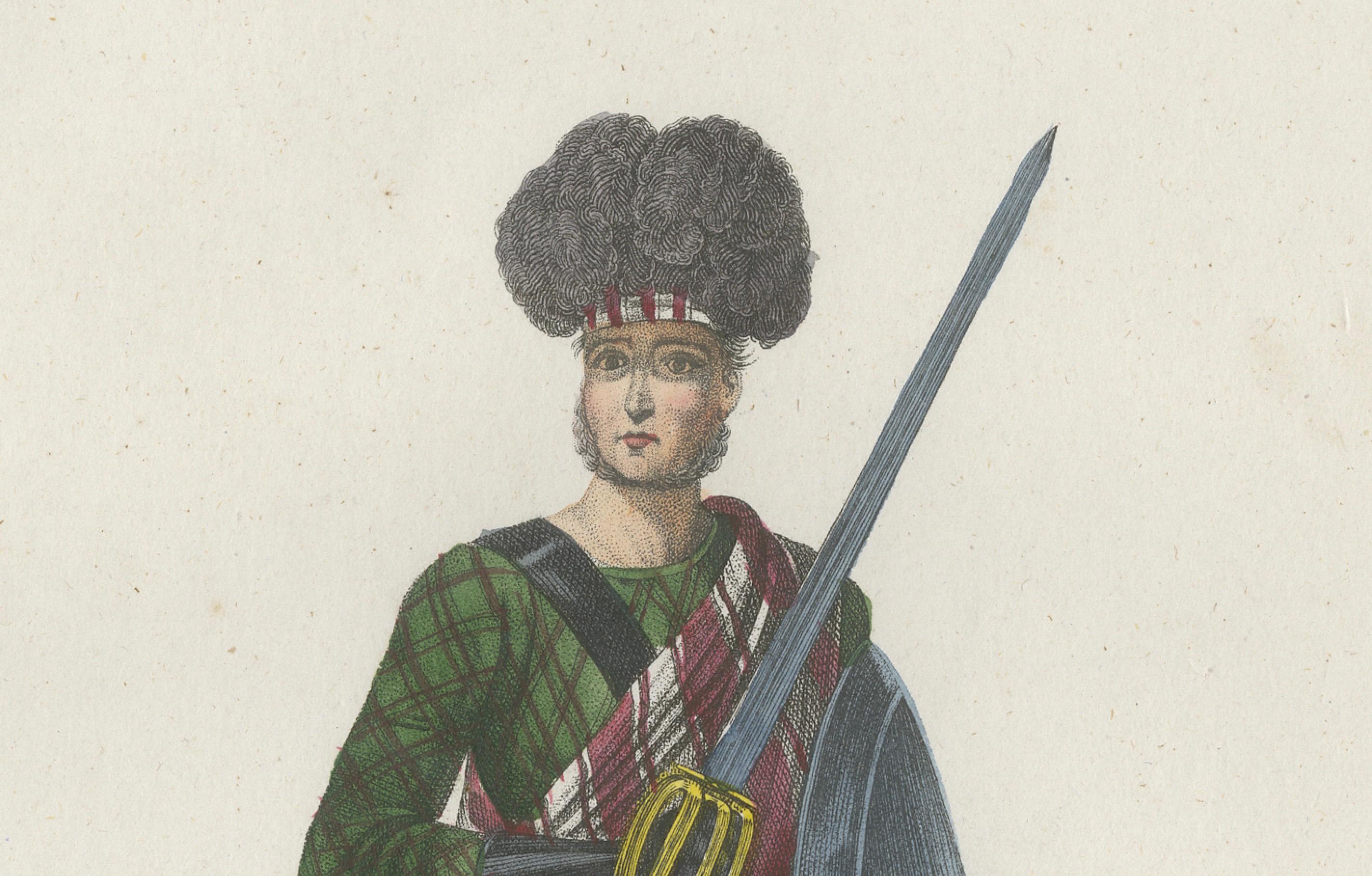 Antique Costume Print of Scottish Clan Chief in Highland Dress, 1854 For Sale 2