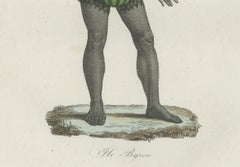 Antique Costume Print of Tattooed Man from Byron Island, 1854